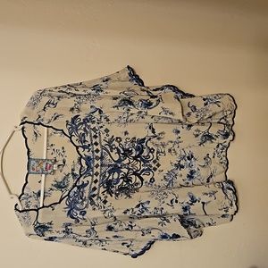 Johnny Was 100% Silk Top - Size XL